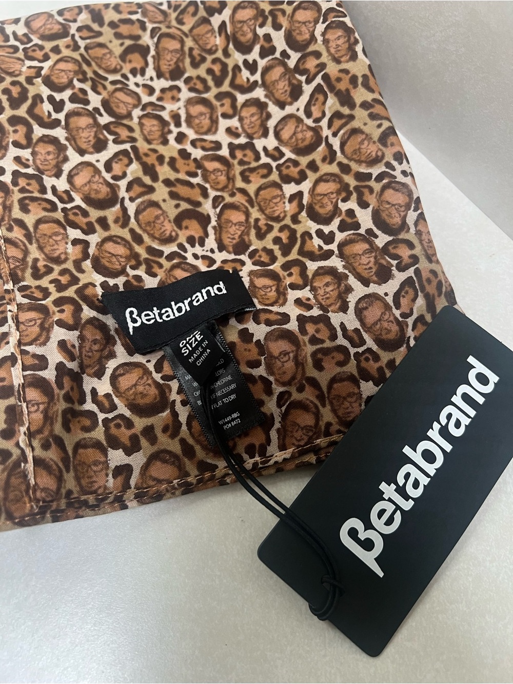 Betabrand RARE RBG/Ruth Bader Ginsburg Leopard Print Patterned Scarf 100% Cotton